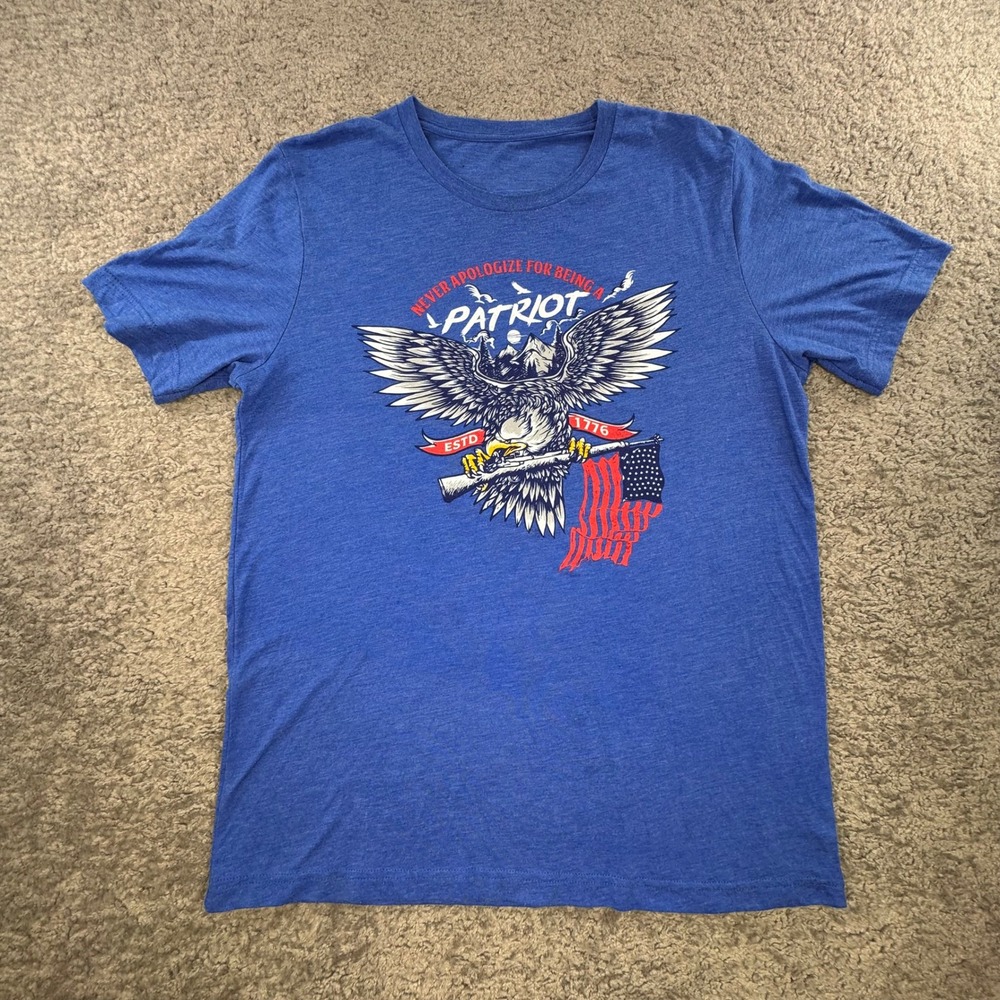 Nine Line Apparel Never Apologize For Being A Patriot Blue Graphic Tee Mens‎ L
